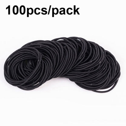 Stretchy nylon hair rings, black coiled set of elastic hair bands