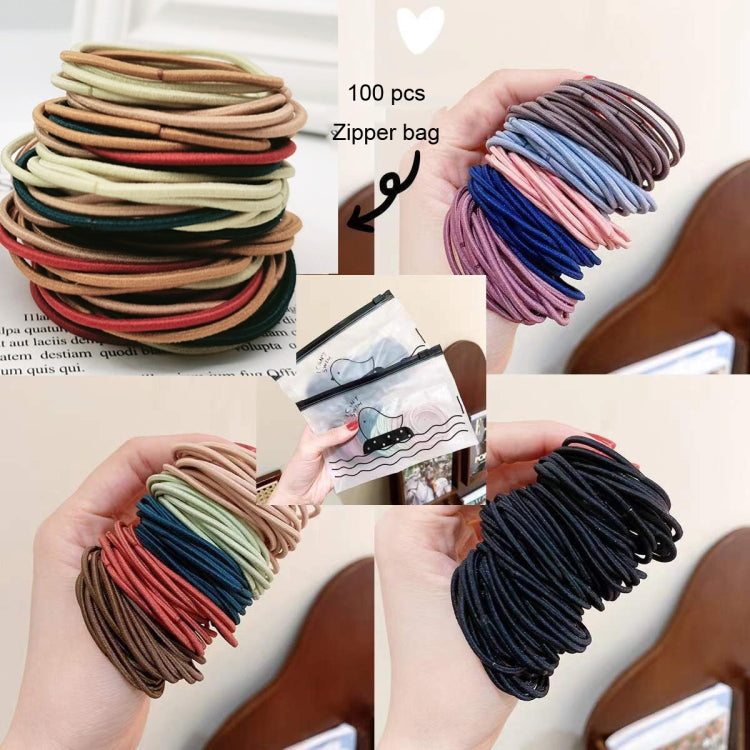 Assorted stretchy nylon hair rings with zipper bag, multiple color elastic bands