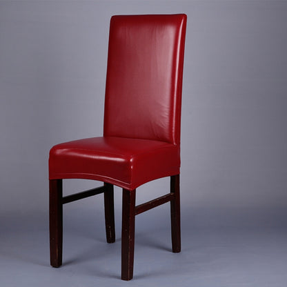 Wine red elastic chair cover for upholstered dining chair with snug seat and back