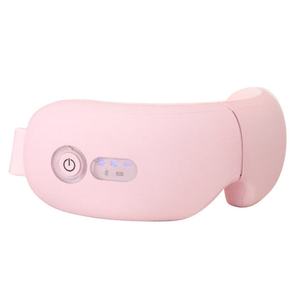 Pink eye massager with oval headband, control buttons, and side grips