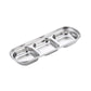 Three-compartment silver stainless steel square sauce dish tray with separated wells