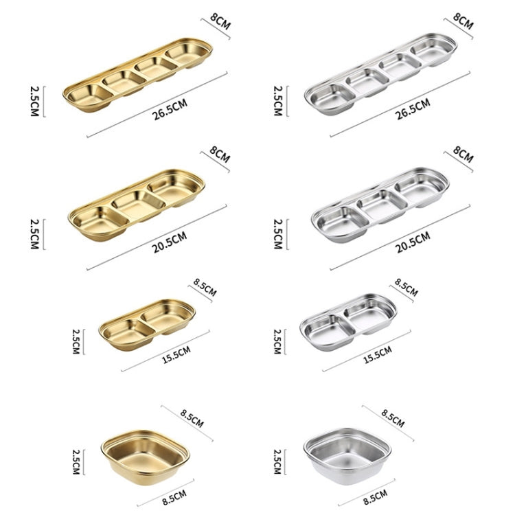 Multi-size square sauce dish tray set in gold and silver with divided compartments