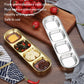 Gold and silver square stainless steel condiment tray with four divided compartments