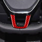 Steering wheel chin decoration sticker installed, red carbon-fiber U-shape on wheel
