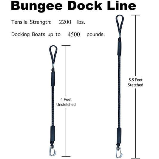 Pier Stainless Steel Clamp Boat Rope Accessories PWC Built-In Buffer Kayak Mooring Cable, Black, Black Blue Red, Blue White Black