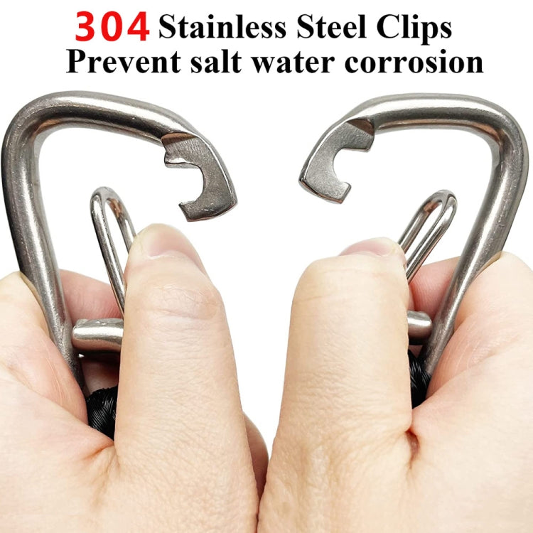 304 stainless steel clip hook ends with black braided rope