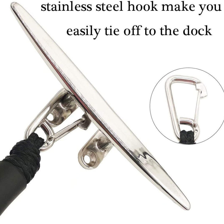 Stainless steel tie-off hook with black braided bungee rope