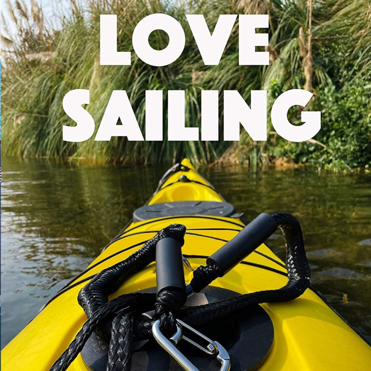 Black bungee dock line securing a yellow kayak with stainless steel hooks