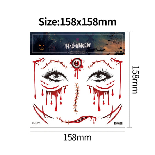 10pcs Halloween Scar Waterproof Tattoo Sticker Simulated Face Horror Stickers, RM-039