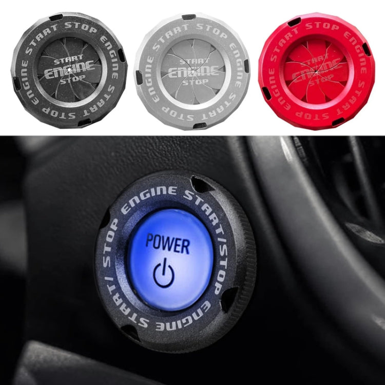 Three-tone ignition button cover set: black, gray, and red engine start/stop