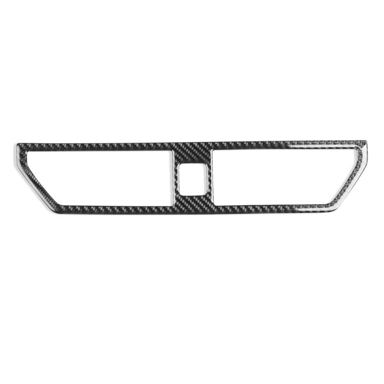 Center console air outlet sticker trim, black carbon-fiber with chrome accents