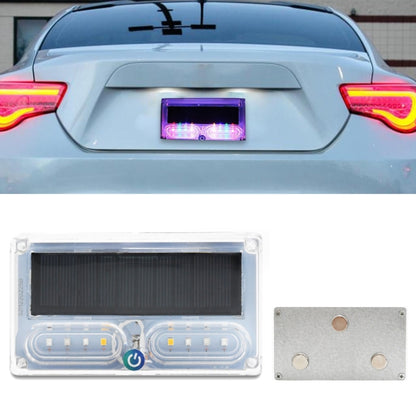 Car solar LED warning light module with clear housing and purple glowing rear LED