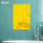 4-piece rectangular acrylic mirror wall stickers with right-angle frames, gold tone