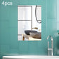 4-piece rectangular acrylic mirror wall stickers with right-angle frames, silver tone