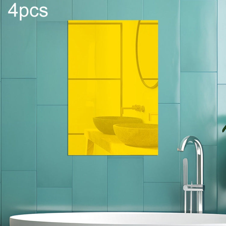Set of 4 rectangular gold acrylic mirror wall stickers with right-angle corner design