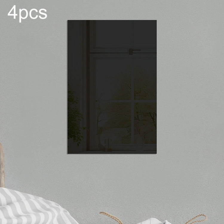 Set of 4 rectangular black acrylic mirror wall stickers