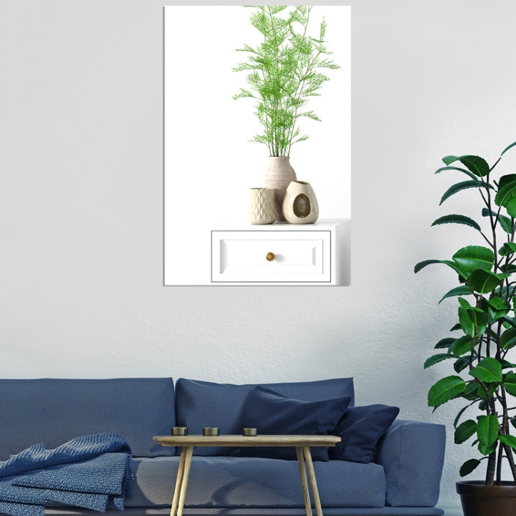 Set of 4 rectangular acrylic mirror wall stickers on a white wall above a sofa
