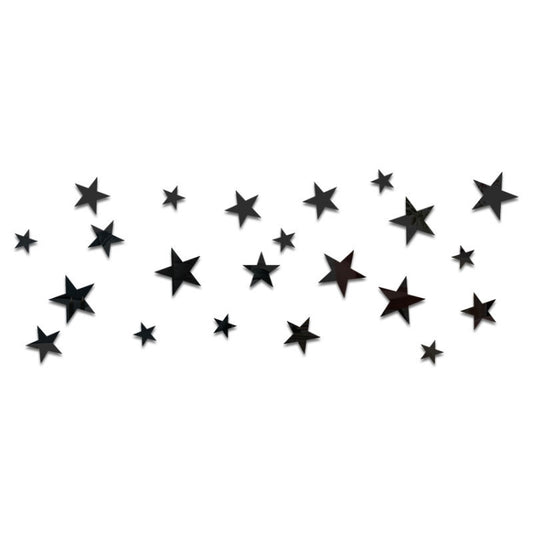 Black star mirror wall stickers, scattered star shapes for wall decoration