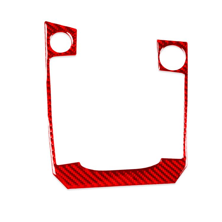 Red carbon-fiber style gear panel sticker with circular cutouts and textured surround.