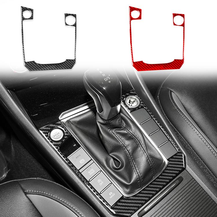Gear panel sticker set showing black and red carbon-fiber trims with circular cutouts.