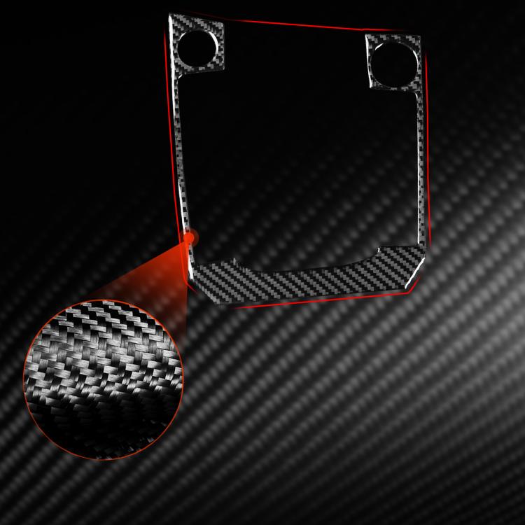 Black carbon-fiber style gear panel sticker with circular holes, weave texture close-up.