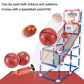 Children's basketball hoop playset with red backboard and net ramp, includes basketball balls