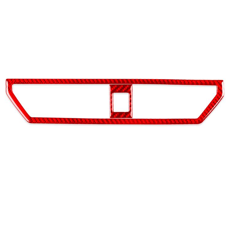 Red carbon-fiber style central air outlet trim sticker, rectangular with center tab
