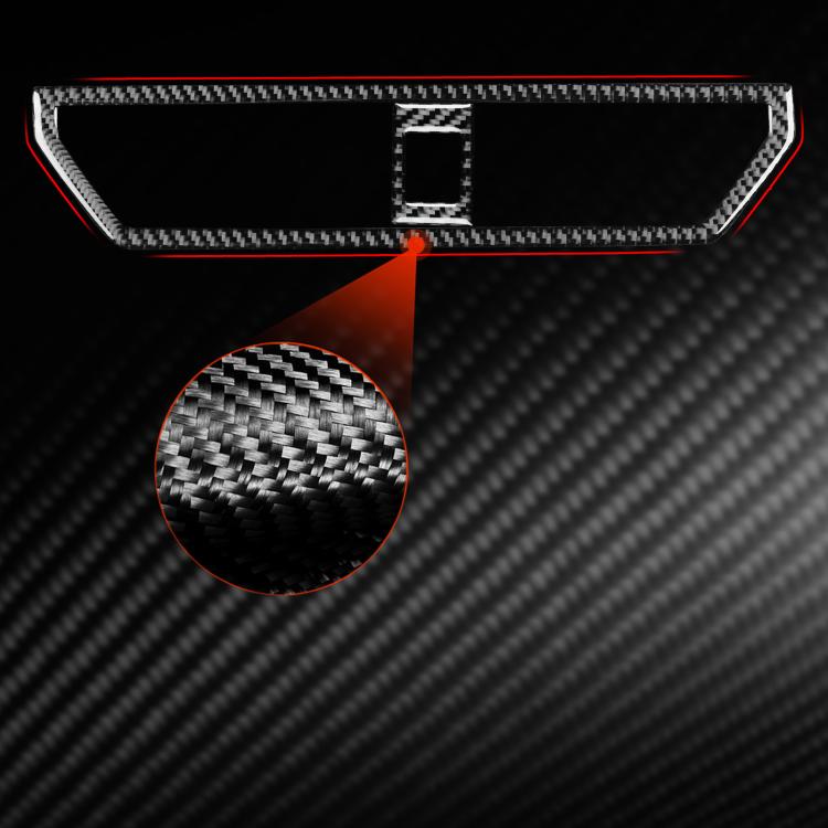 Red-outlined carbon-fiber air outlet trim sticker with center tab, close-up