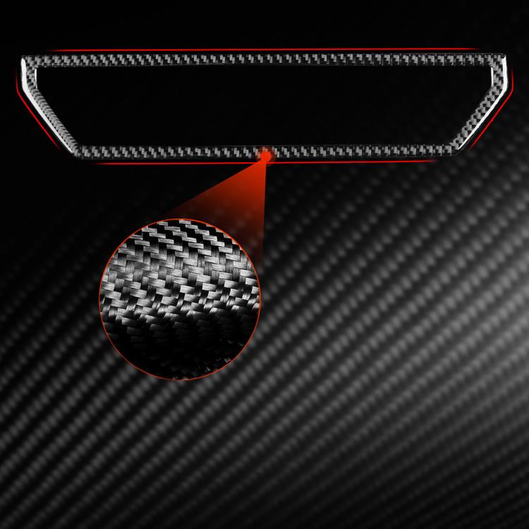 Installed air outlet trim sticker with red border and carbon-fiber texture detail