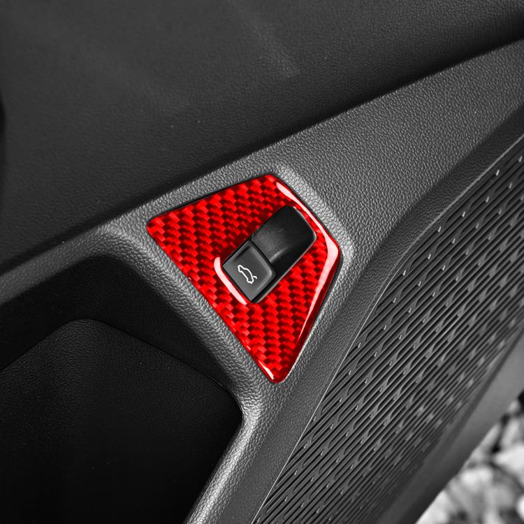 Red carbon-fiber trunk switch decoration sticker with black switch cover in cutout