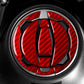 Fuel tank cap sticker set with carbon-fiber style red pieces and black trim