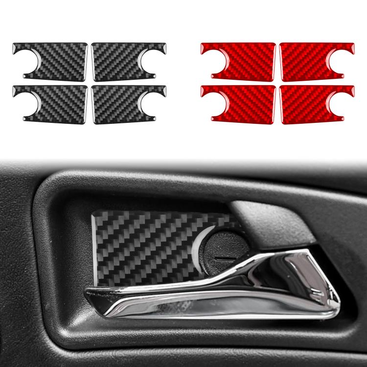 Black and red carbon fiber style inner door bowl sticker set, 4 curved pieces