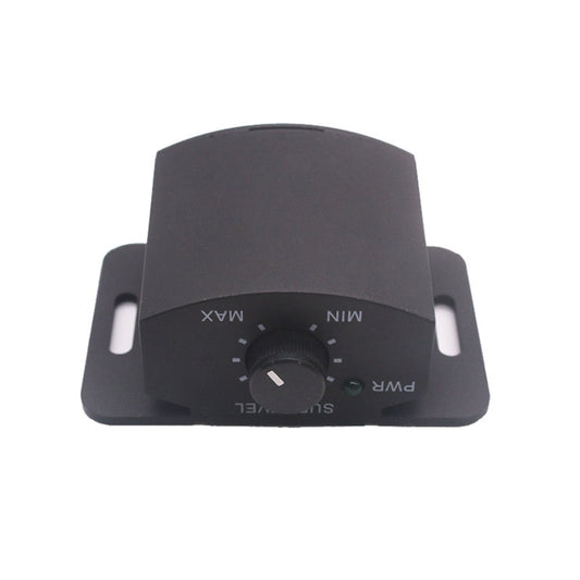 Black subwoofer volume control module with dial and indicator markings