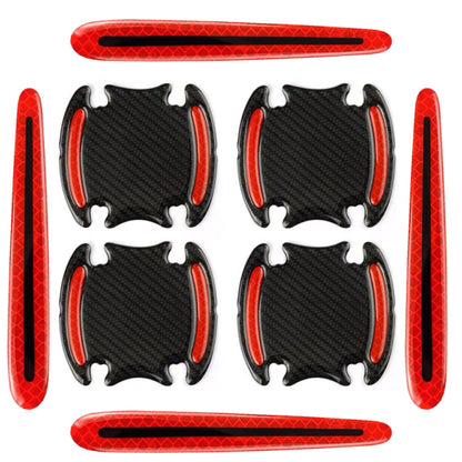 Car reflective safety sticker set with red accents and black carbon fiber pads (4)