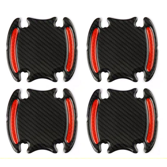 Car reflective safety sticker set with red-edged black carbon fiber pad pieces (4)