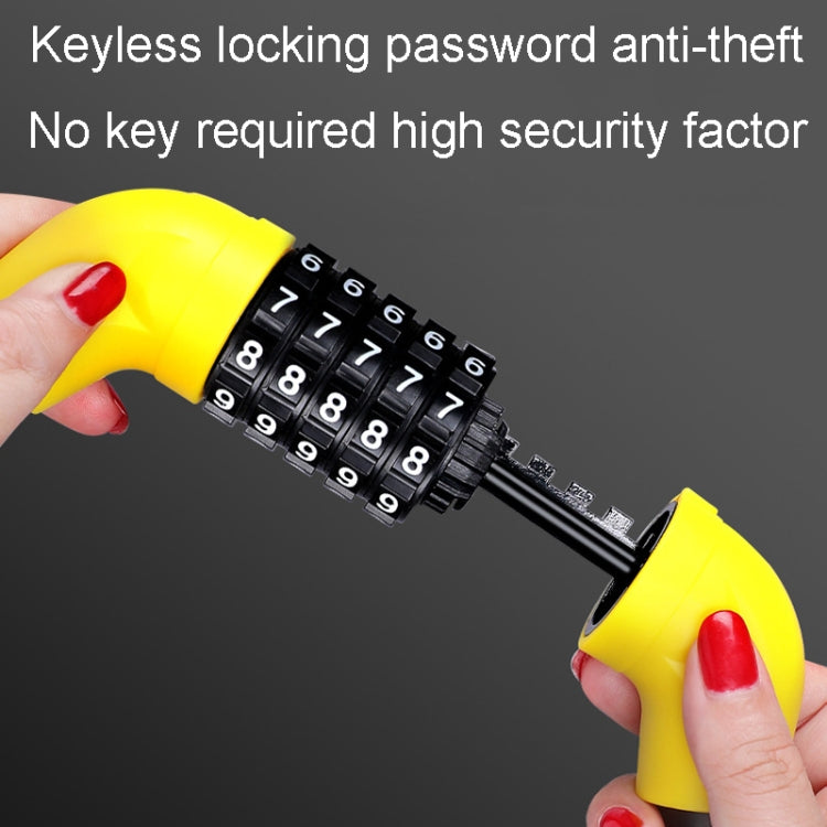 Hand-held yellow and black keyless combination lock with 5-digit password dial