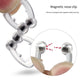 Magnetic nose clip with silicone frame and three silver magnetic beads, close-up