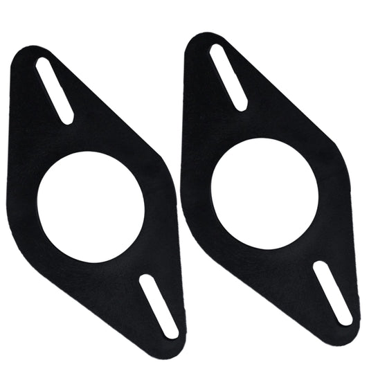 Pair of black triangular car speaker/tweeter mounting brackets with oval cutouts