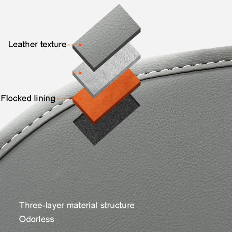 Gray leather-style tissue box with flocked lining and three-layer material construction