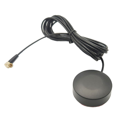 Round car DAB signal enhancement antenna with black cable and gold connector