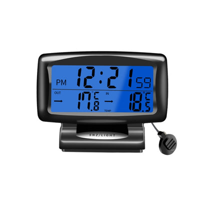 LCD Night Light Car Clock Automotive Electronics Inside And Outside Dual Thermometer, 2 in 1 Black