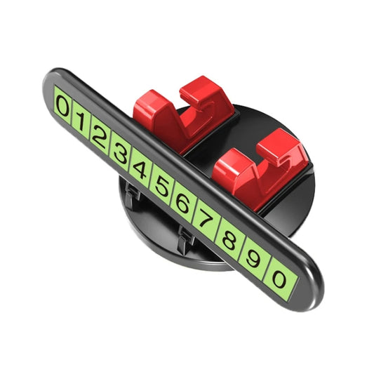 Red car dashboard parking number sign with green LED digits and phone holder base
