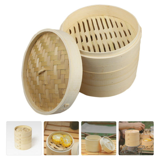 Bamboo Bun Steamer Food Veggie Steamer Basket, 21cm Cover, 21cm Cage, 27cm Cover, 27cm Cage