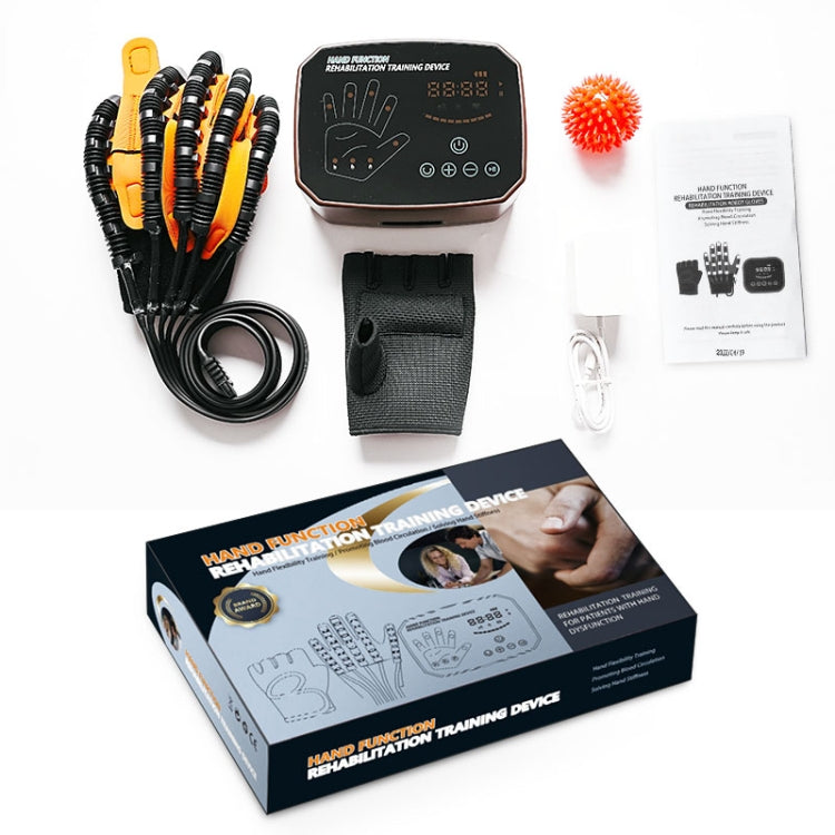 Robotic rehabilitation glove system kit with controller unit, cable, straps, and user manual