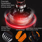 Robotic rehabilitation glove with red light effect over black air tube hub