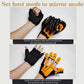 Robotic rehab glove set demonstrating mirror-style hand positioning with orange finger panels