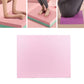 Turquoise non-slip balance mat, flat rectangular kneeling support.