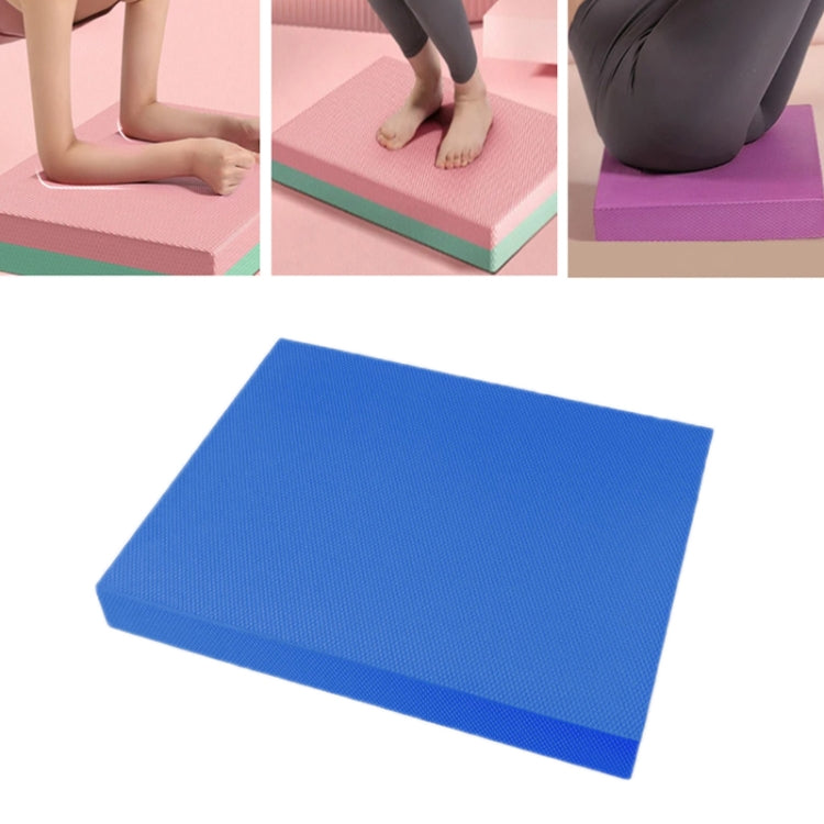 Blue folding balance mat, flat non-slip fitness kneeling pad.