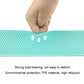 Turquoise balance mat with diamond non-slip texture, hand pressing to test firmness.