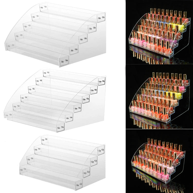 Transparent acrylic nail polish display rack with nail polish bottle rows